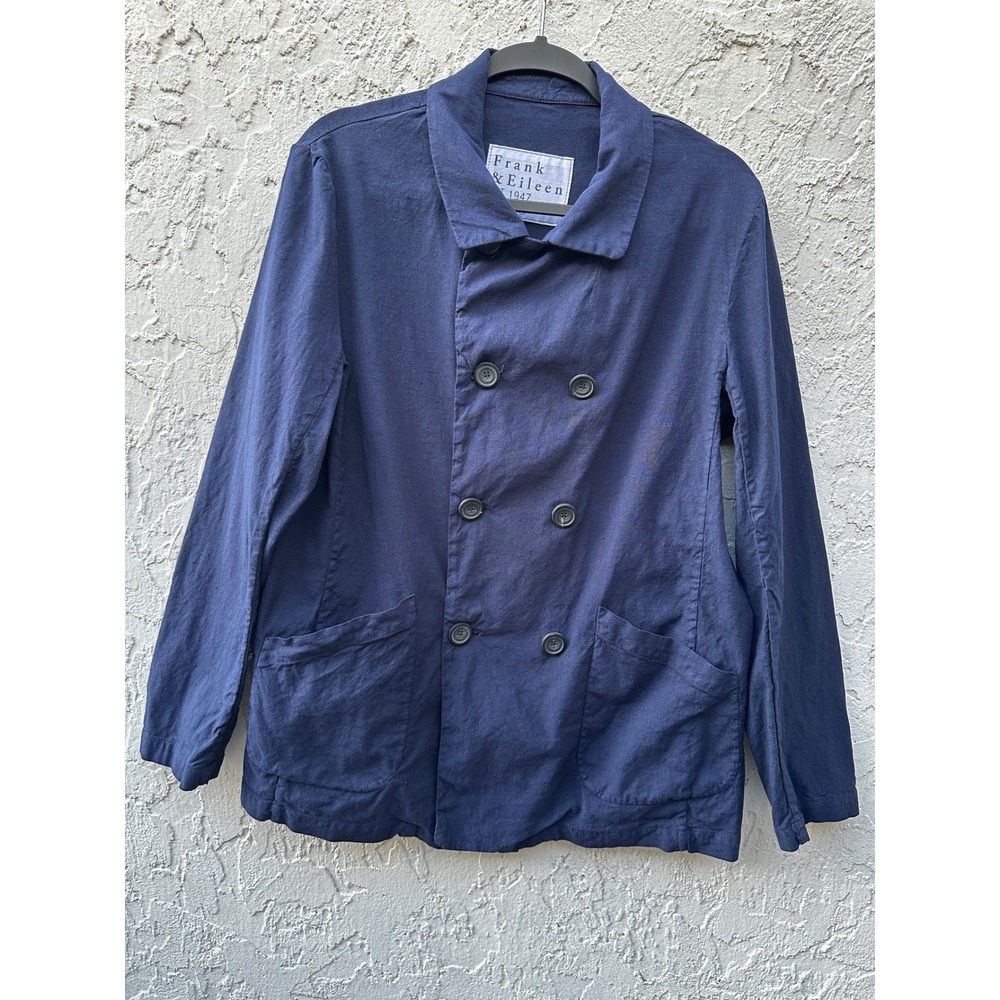 Frank & Eileen Belfast Flax Linen Cotton Peacoat Jacket Women Large